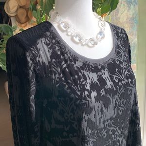 Simply Vera Vera Wang Burnout Black Velvet Blouse Sz XL
